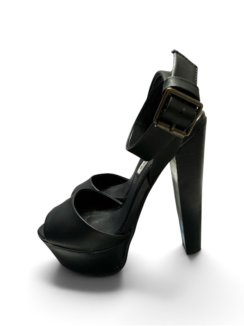 Size 6 Steve Madden Black Platform Block Heel Sandal with Ankle Buckle